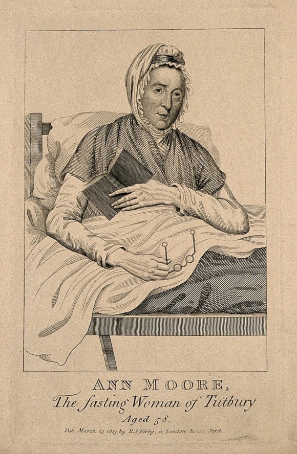 Ann Moore, a fraudulent fasting woman, aged 58. Engraving, 1813.jpg