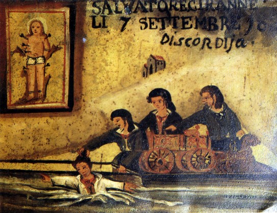 1870 - Salvato da San Sebastiano mentre stava annegando (Siracusa)